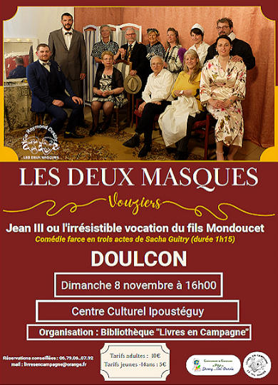 Théâtre à Doulcon, "Les deux masques" le dimanche 8 novembre à 16 h